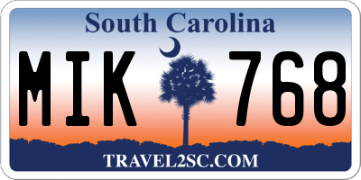 SC license plate MIK768