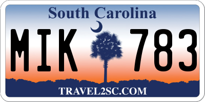 SC license plate MIK783