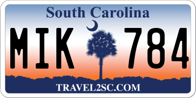 SC license plate MIK784