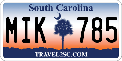 SC license plate MIK785