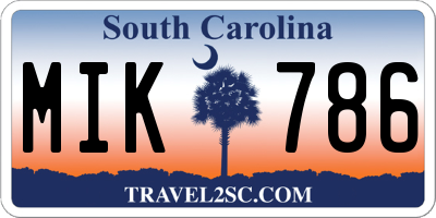 SC license plate MIK786
