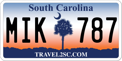 SC license plate MIK787