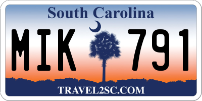 SC license plate MIK791