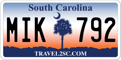 SC license plate MIK792
