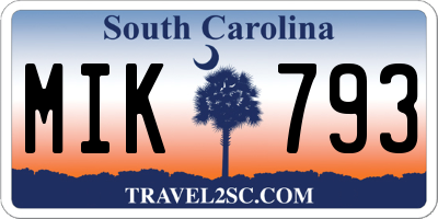 SC license plate MIK793
