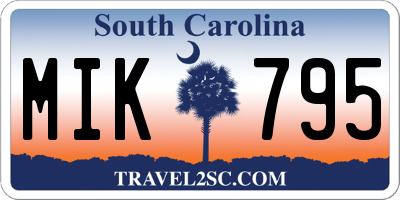SC license plate MIK795
