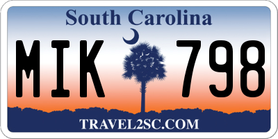 SC license plate MIK798