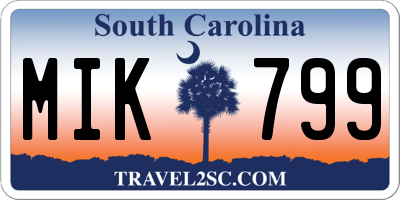 SC license plate MIK799