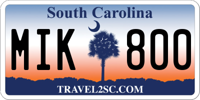 SC license plate MIK800