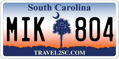 SC license plate MIK804