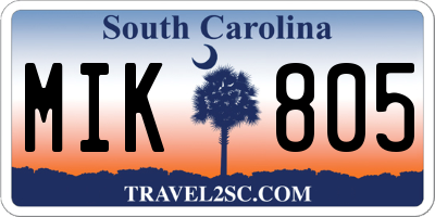 SC license plate MIK805