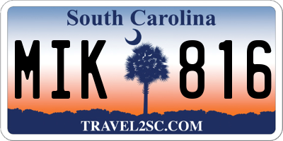 SC license plate MIK816