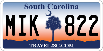 SC license plate MIK822