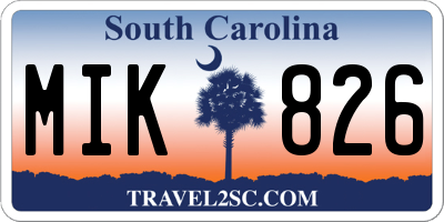 SC license plate MIK826