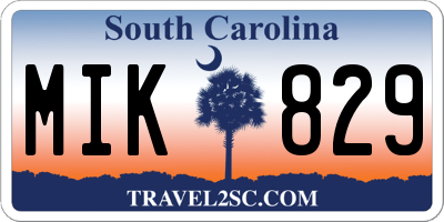 SC license plate MIK829