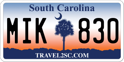 SC license plate MIK830