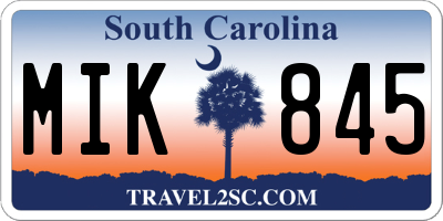 SC license plate MIK845