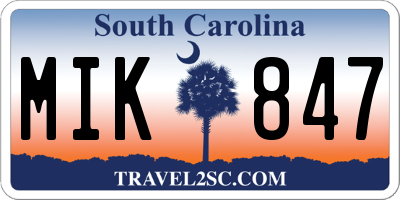 SC license plate MIK847