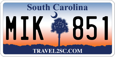 SC license plate MIK851