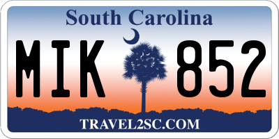 SC license plate MIK852