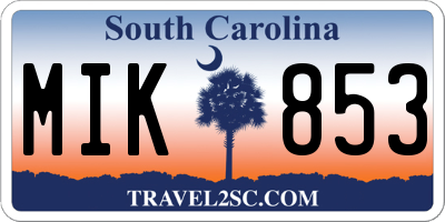 SC license plate MIK853