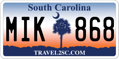 SC license plate MIK868