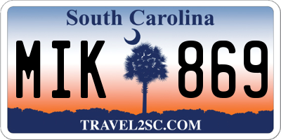 SC license plate MIK869