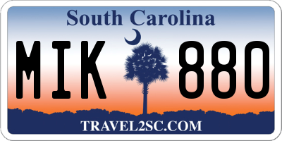 SC license plate MIK880
