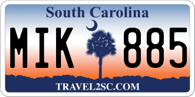 SC license plate MIK885