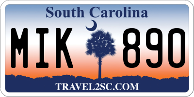 SC license plate MIK890