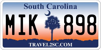 SC license plate MIK898
