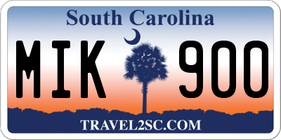 SC license plate MIK900