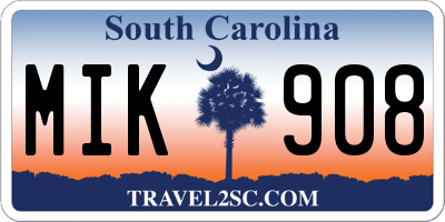 SC license plate MIK908