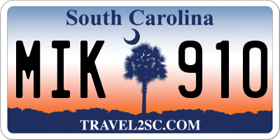 SC license plate MIK910
