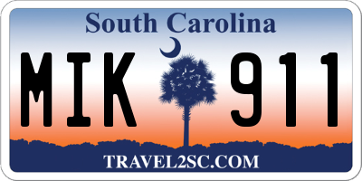 SC license plate MIK911
