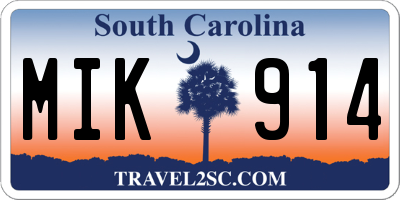 SC license plate MIK914