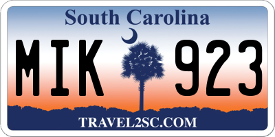 SC license plate MIK923