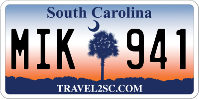 SC license plate MIK941