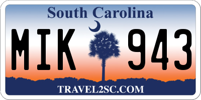 SC license plate MIK943
