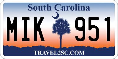 SC license plate MIK951