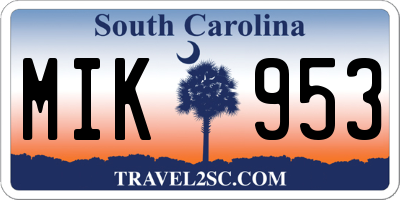SC license plate MIK953