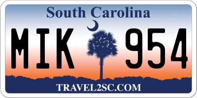 SC license plate MIK954