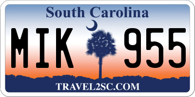 SC license plate MIK955