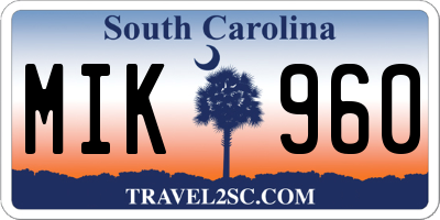 SC license plate MIK960