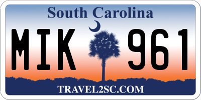 SC license plate MIK961