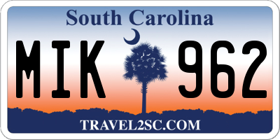 SC license plate MIK962