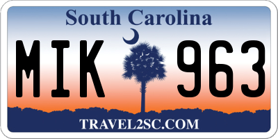 SC license plate MIK963