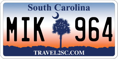 SC license plate MIK964