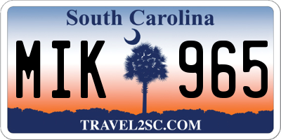 SC license plate MIK965