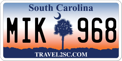 SC license plate MIK968